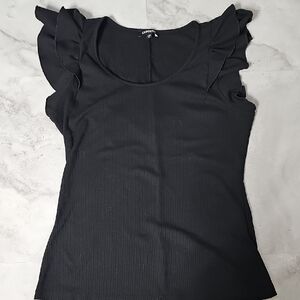 Express Black Ruffle Sleeve Blouse